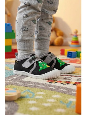Gezer Erkek Çocuk Kışlık Tek Cırt Cırtlı Ayarlanabilir Rahat Taban Ev, Bahçe, Okul, Kreş Panduf Ayakkabı