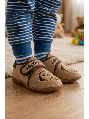 Gezer Erkek Çocuk Kışlık Tek Cırt Cırtlı Ayarlanabilir Rahat Taban Ev, Bahçe, Okul, Kreş Panduf Ayakkabı