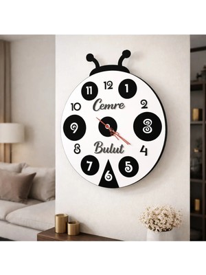 Duvar Saati Kişiye Özel Uğur Böceği Temalı No 56