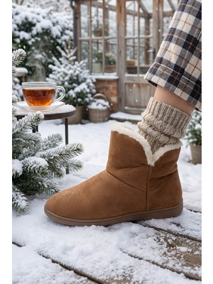 Gezer Kadın Kışlık İçi Peluşlu Rahat Taban Ev Bahçe Panduf Bot