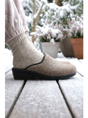 Gezer Kadın Kışlık Ev Bahçe Yüksek Topuk Terlik