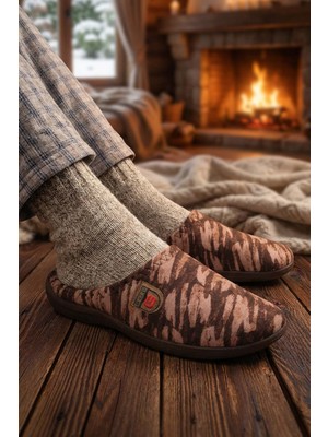 Gezer Erkek Kışlık PU Rahat Taban Ev Bahçe Gondol Terlik