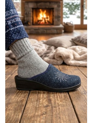 Gezer Kadın Kışlık Ev Bahçe Yüksek Topuk Terlik