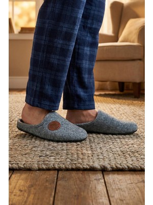 Gezer Erkek Kışlık Keçe Çıkarılabilir İç Taban Rahat Ev Bahçe Gondol Terlik