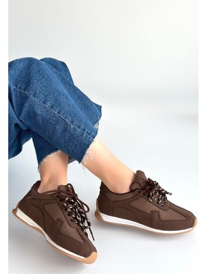 Zerenyus Jeat Lux Kahverengi Nubuk Bağcıklı Kadın Sneaker