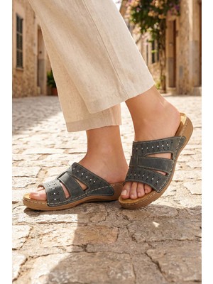 Gezer Feichtingen Kadın Yazlık İç Taban Hakiki Deri Rahat Taban Günlük Terlik