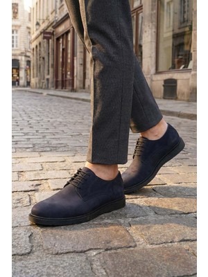 Al-Me Erkek İç Dış Hakiki Deri Ortopedik Rahat Taban Bağcıklı Ayarlanabilir Günlük Klasik Ayakkabı