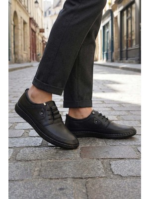 Al-Me Erkek Yazlık İç Dış Hakiki Deri Ortopedik Rahat Taban Bağcıklı Ayarlanabilir Günlük Klasik Ayakkabı