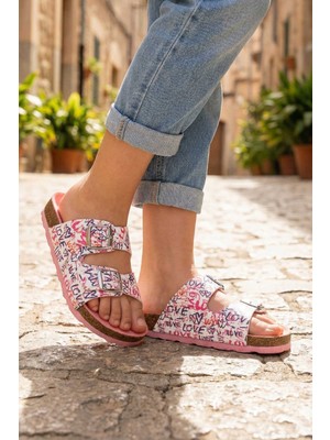 Gezer Kız Çocuk Yazlık Rahat Mantar PVC Taban İki Toka Ayarlanabilir Günlük Terlik