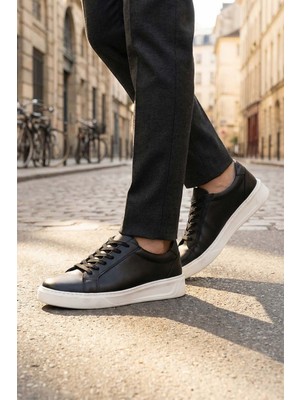 Al-Me Erkek İç Dış Hakiki Deri Ortopedik Rahat Taban Bağcıklı Ayarlanabilir Günlük Spor Ayakkabı