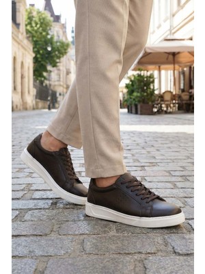 Al-Me Erkek İç Dış Hakiki Deri Ortopedik Rahat Taban Bağcıklı Ayarlanabilir Günlük Spor Ayakkabı