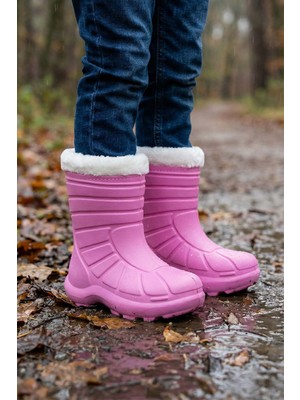 Gezer Kız Çocuk Kışlık Boğazdan Peluşlu İçi Sıcak Astarlı Su Geçirmez Yağmur Kar Bot Çizme