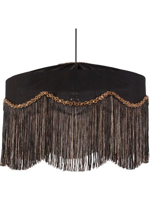 Mylamp Zarafet Gold Siyah Püsküllü El Işçiliği Kumaş Avize 50X30 cm