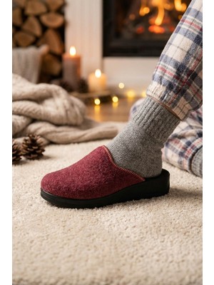 Gezer Luna Kadın Kışlık Yüksek Topuk Keçe Ev Bahçe Terlik