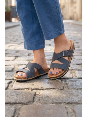 Gezer Yazlık Kadın Mantarlı PVC Taban Tek Tokalı Ayarlanabilir Rahat Günlük Terlik