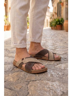 Gezer Yazlık Erkek Suni Deri Neosoft Rahat Taban Günlük Terlik