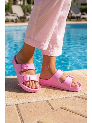 Gezer Yazlık Kadın Çift Toka Ayarlanabilir Banyo Bahçe Plaj Havuz Terlik