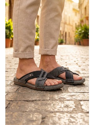 Gezer Yazlık Erkek Suni Deri Günlük Terlik