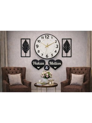 Salon Duvar Saati 40 cm Çiçekler 30 cm Kişiye Özel NO156