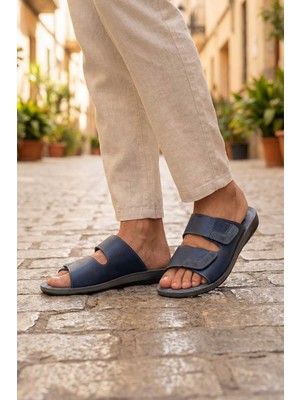 Gezer Yazlık Cırtlı Ayrlanabilir Suni Deri Rahat Taban Erkek Terlik