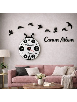 Duvar Saati 40 cm Çiçekler 30 cm Kişiye Özel No 55