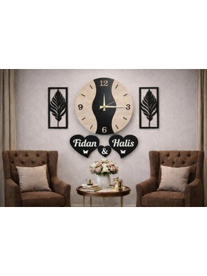 Duvar Saati 40 cm Çiçekler 30 cm Kişiye Özel Modern No 142