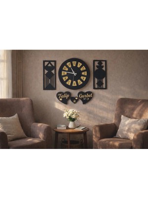 Salon Saati Kişiye Özel 40 cm Altın Pleksi No 29