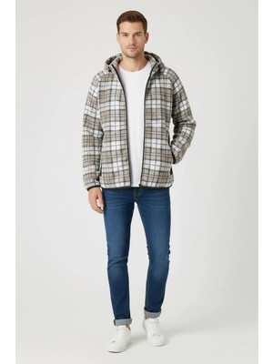 Sabri Özel Giotelli Bej Regular Fit Yün Karışımlı Kapüşonlu Örme Erkek Mont