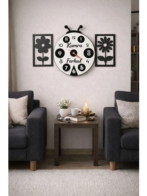 Duvar Saati 40 cm Çiçekler 30 cm Kişiye Özel NO51