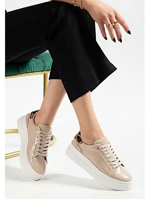 Zerenyus ZRNE-001 Premium Bej Rugan Bağcıklı Kadın Sneaker