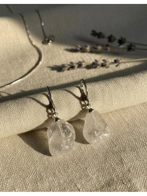 Meneva Aksesuar Kristal Kuvars Doğal Taş Küpe