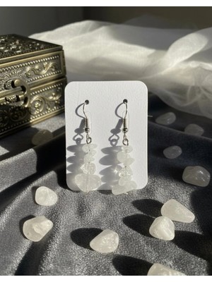 Meneva Aksesuar Kristal Kuvars Doğal Taş Küpe