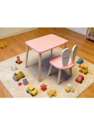 hepeğitim Ahşap Ders Çalışma Masası - Çocuk Aktivite Masası - Pembe
