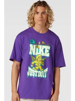 Nike Sportswear M90 Graphic Loose Fit Men's T-Shirt Erkek Bol Kesim Tişört Mor