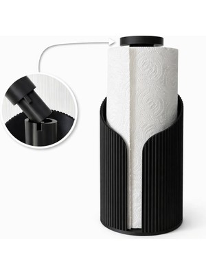 Yapı3D Kapaklı Siyah Kağıt Havluluk | Modern Dikey Çizgili Tezgah Üstü Kağıt Havlu Dispenseri
