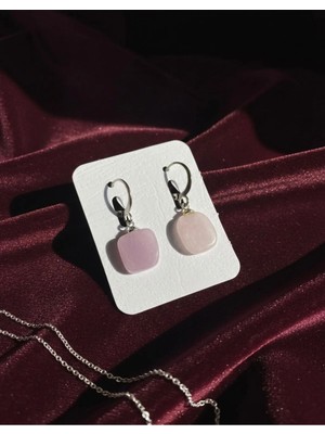 Meneva Aksesuar Kunzit Doğal Taş Küpe