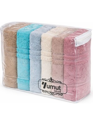 50X90 El ve Yüz Havlusu 6lı Pamuklu Havlu Seti Desenli