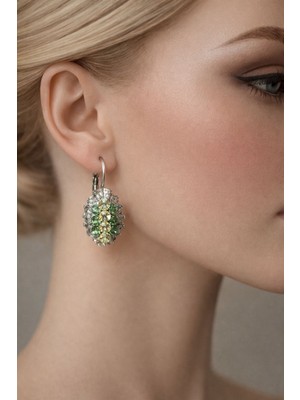 Versein Atelier Vintage Gümüş Renk Kristal Taşlı Fransız Model Çelik Küpe