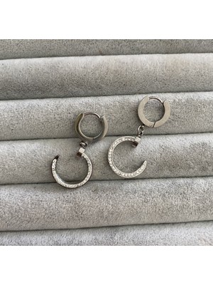 Pink Taşlı Çelik Küpe