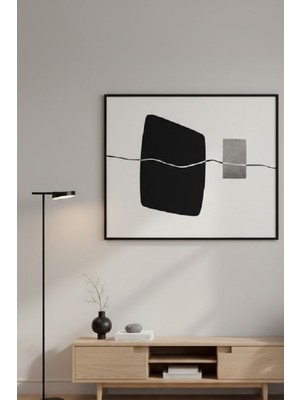 Safir Design Modern Soyut Formlar Siyah Beyaz Çerçeveli Tablo