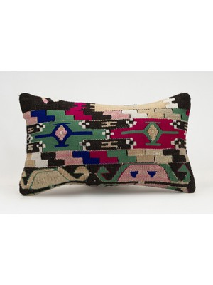 Kilim Wholesale El Yapımı Kilimden Yapılmış Vintage Kırlent Kılıfı, Yün, 30X50 cm