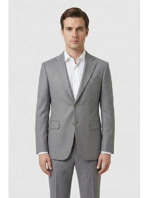 Giotelli Gri 6 Drop Polyester Viskon Karışımlı Elastan Içerikli Erkek Takım Elbise