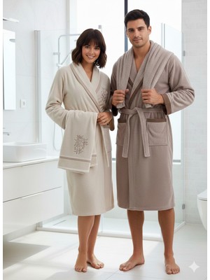 Özdilek Nev Marka Dordabo Aile Bornoz Seti 6 Parça Bej-Krem (Nev,özdilek Grubuna Ait Bir Markadır)