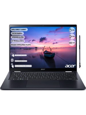 Acer NX.VTPEY.003 Travelmate Spin P6 I7-1165G7 16 GB 512 GB 14" IPS W11 Pro Dokunmatik Ekran 2in1 Laptop