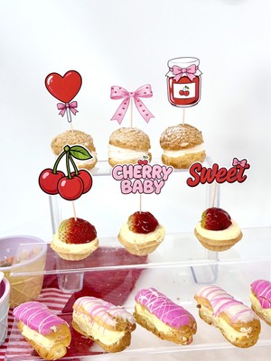 Fluparty Cherry Baby - Kiraz Temalı Kapkek Süsleri (12 Adet)