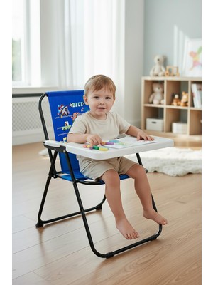 Exent Kids 2–6 Yaş, Race Car Katlanır Portatif Çalışma Masası ve Sandalye, Tak-Çıkar Masa-Mavi