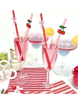 Fluparty Cherry Temalı Pipet – Kiraz Figürlü Parti Pipeti