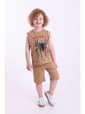 Mixima Örümcek Adam Baskılı Kolsuz 3-6 Yaş Erkek Çocuk Oversize Şortlu Yazlık Takım