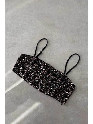 Purple By Banu Bakır Payetli Crop