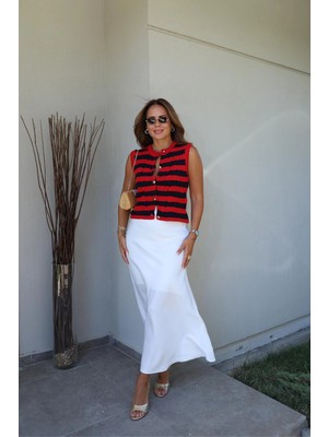 Purple By Banu Beyaz Saten Etek